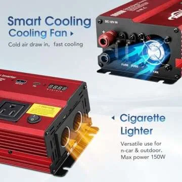 1000W Car Power Inverter with Dual AC Outlets & USB Ports