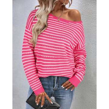 Zeagoo Womens Sweaters Casual Long Sleeve Boat Neck Lightweight Crochet Pullover Sweater Tops Fall O...
