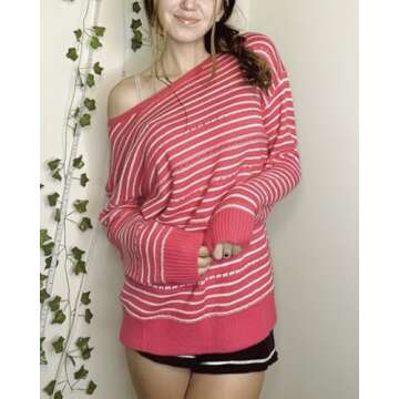 Zeagoo Womens Sweaters Casual Long Sleeve Boat Neck Lightweight Crochet Pullover Sweater Tops Fall Outfits 2024