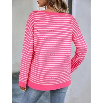 Zeagoo Womens Sweaters Casual Long Sleeve Boat Neck Lightweight Crochet Pullover Sweater Tops Fall Outfits 2024