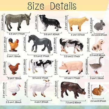 16 Pcs Mini Farm Animal Toys Realistic Plastic Kids Animal Figurines Playset for Kids Birthday Cake Topper Easter Egg Fillers Animal Theme Toys