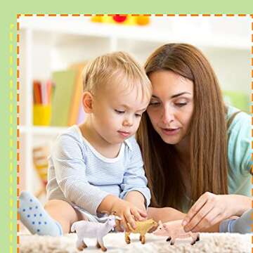 16 Pcs Mini Farm Animal Toys Realistic Plastic Kids Animal Figurines Playset for Kids Birthday Cake Topper Easter Egg Fillers Animal Theme Toys