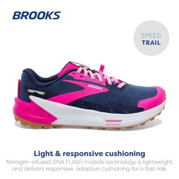 Brooks Women's Catamount 2 Trail Running Shoe - Peacoat/Pink/Biscuit - 7.5 Medium