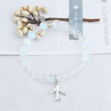 UJIMS Airplane Bracelet Flight Attendant Graduation Gifts for Flight Student Pilot Jewelry Traveller Aviation Crew Gifts (Airplane Bracelet)