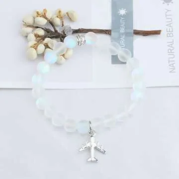 UJIMS Airplane Bracelet Flight Attendant Graduation Gifts for Flight Student Pilot Jewelry Traveller Aviation Crew Gifts (Airplane Bracelet)