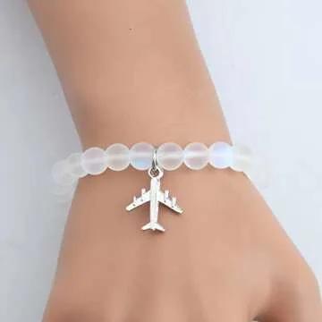UJIMS Airplane Bracelet Flight Attendant Graduation Gifts for Flight Student Pilot Jewelry Traveller Aviation Crew Gifts (Airplane Bracelet)