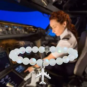 UJIMS Airplane Bracelet Flight Attendant Graduation Gifts for Flight Student Pilot Jewelry Traveller Aviation Crew Gifts (Airplane Bracelet)