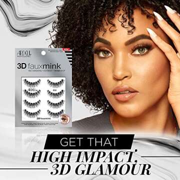 Ardell 3D Faux Mink Lashes 858 - Lightweight False Eyelashes with Invisiband, Reusable Strip Lashes, 4 Pairs