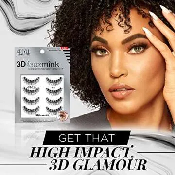 Ardell 3D Faux Mink Lashes 858 - Lightweight False Eyelashes with Invisiband, Reusable Strip Lashes, 4 Pairs