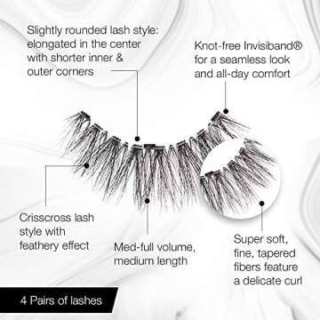 Ardell 3D Faux Mink Lashes 858 - Lightweight False Eyelashes with Invisiband, Reusable Strip Lashes, 4 Pairs