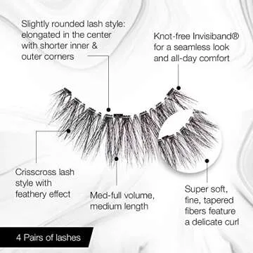 Ardell 3D Faux Mink Lashes 858 - Lightweight False Eyelashes with Invisiband, Reusable Strip Lashes, 4 Pairs