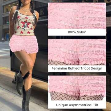 BellaSous Malco Modes Pink Ruffled Bloomers for Women | Halloween Costumes | Shorts & Ruffle Bloomers Pettipants | Comfortable & Stylish Halloween Underpants Outfits for Women