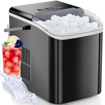 OLIXIS Portable Ice Machine Maker Countertop with Handle, Ice Cube Maker 9 Cubes in 6 Mins, 26.5lbs/...