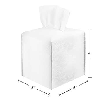 2 Pack, VIVIDLY Tissue Box Cover Holder, Square Modern PU Leather Tissue Box Holder, Can be Used for...