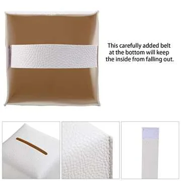 2 Pack, VIVIDLY Tissue Box Cover Holder, Square Modern PU Leather Tissue Box Holder, Can be Used for Bathroom Dressing Table, Bedside Table, Office Desk & Car 5"X5"X5"- (White, 2)