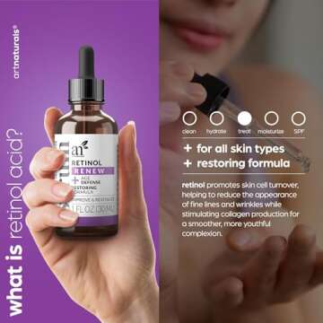 ArtNaturals Retinol Serum for Face - with Vitamin C, 2.5% Retinol Oil & Hyaluronic-Acid - Skin Clearing - Anti-Aging, Anti-Wrinkle Eye Serum - Skin Repair, Night Therapy (1 Fl Oz / 30ml) (ANGA-0127)