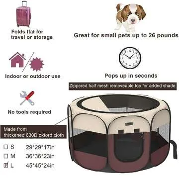 Hepeeng Portable Foldable Pet Dog Cat Playpen and Puppy playpen Pet Tent with Carrying Case Collapsi...