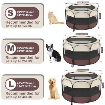Hepeeng Portable Foldable Pet Dog Cat Playpen and Puppy playpen Pet Tent with Carrying Case Collapsible Travel Bowl Indoor/Outdoor Use with Water Resistant and Removable Shade Cover