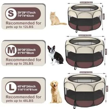 Hepeeng Portable Foldable Pet Dog Cat Playpen and Puppy playpen Pet Tent with Carrying Case Collapsible Travel Bowl Indoor/Outdoor Use with Water Resistant and Removable Shade Cover