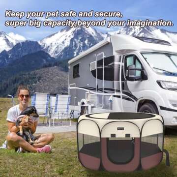 Hepeeng Portable Foldable Pet Dog Cat Playpen and Puppy playpen Pet Tent with Carrying Case Collapsible Travel Bowl Indoor/Outdoor Use with Water Resistant and Removable Shade Cover