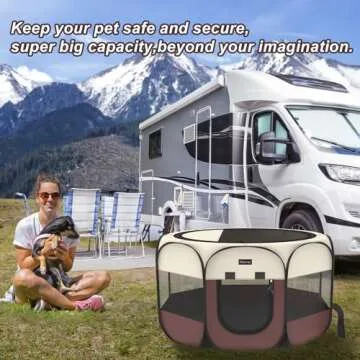 Hepeeng Portable Foldable Pet Dog Cat Playpen and Puppy playpen Pet Tent with Carrying Case Collapsible Travel Bowl Indoor/Outdoor Use with Water Resistant and Removable Shade Cover