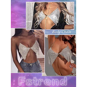Fstrend Silver Rhinestones Body Chains for Festivals and Parties