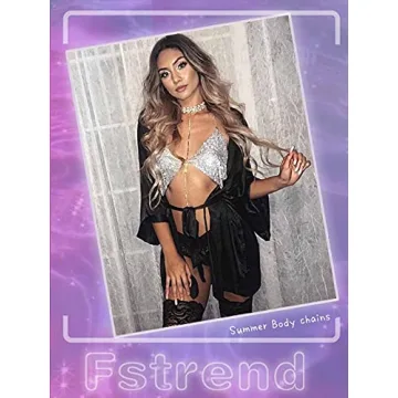 Fstrend Silver Rhinestones Body Chains for Festivals and Parties