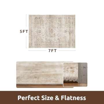 AMOAMI-Area Rug 5X7 Rugs for Living Room-Vintage Soft Beige Rugs for Bedroom-Non Slip Carpet-Machine...