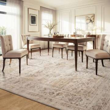 AMOAMI-Area Rug 5X7 Rugs for Living Room-Vintage Soft Beige Rugs for Bedroom-Non Slip Carpet-Machine Washable Rug for Dining Room Living Room Bedroom Office Under Table