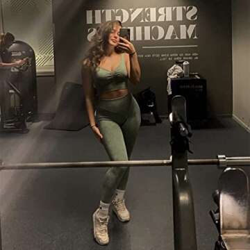 ABOCIW Workout Sets for Women 2 Piece Ribbed Seamless High Waist Scrunch Butt Leggings with Sport Bra Gym Yoga Outfits