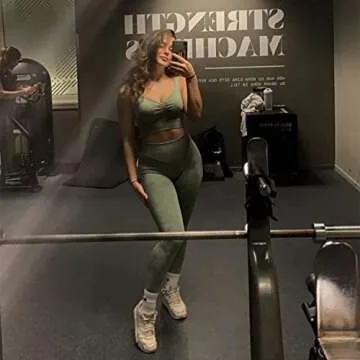 ABOCIW Workout Sets for Women 2 Piece Ribbed Seamless High Waist Scrunch Butt Leggings with Sport Bra Gym Yoga Outfits