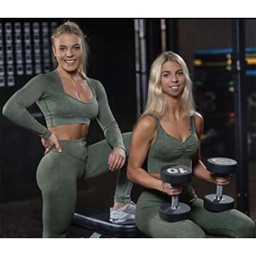 ABOCIW Workout Sets for Women 2 Piece Ribbed Seamless High Waist Scrunch Butt Leggings with Sport Bra Gym Yoga Outfits