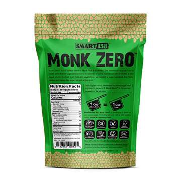 Monk Zero - Monk Fruit Sweetener, Non-Glycemic, Keto Approved, Zero Calories, 1:1 Sugar Substitute (Granular, 40oz)
