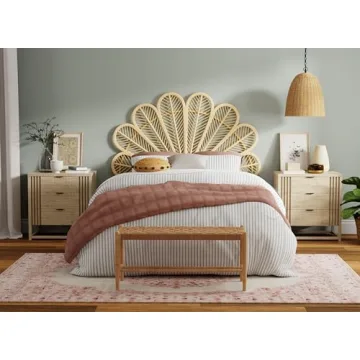 Bohemian Tropical Rattan Twin Headboard for Bedroom Decor