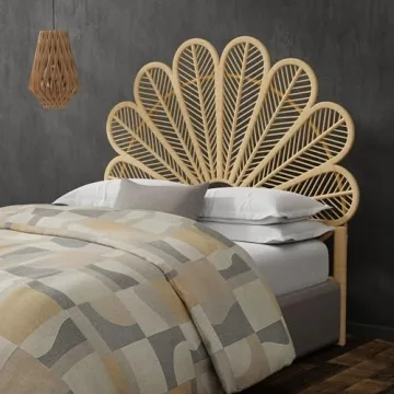 Bohemian Tropical Rattan Twin Headboard for Bedroom Decor