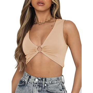 Stylish AEVZIV Sexy Crop Tops with Deep V Neck Design