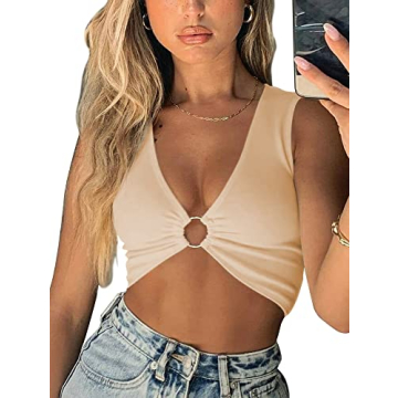Stylish AEVZIV Sexy Crop Tops with Deep V Neck Design