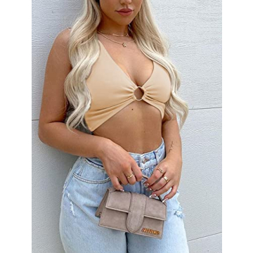Stylish AEVZIV Sexy Crop Tops with Deep V Neck Design
