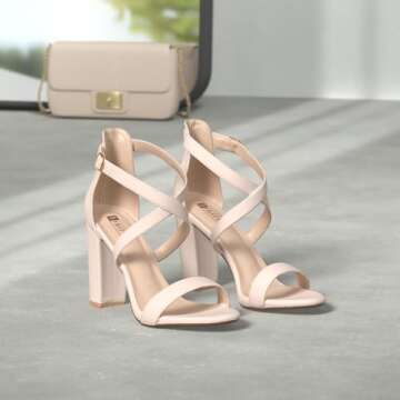 IDIFU Women's Chunky High Heel Sandal Strappy Open Toe Ankle Strap Dress Shoes for Women Bridesmaid ...