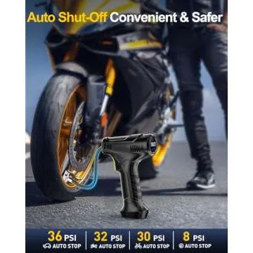 Tire Inflator Portable Air Compressor, Rechargeable Air Pump for Car Tires, Automotive Car Accessories 150PSI with LED Light for Cars, SUV, Motorcycles, Bicycle, Balls