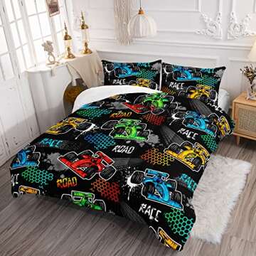 HOSIMA Racing Car Comforter - Fun Bedding for Kids