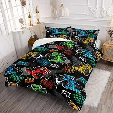 HOSIMA Racing Car Comforter - Fun Bedding for Kids