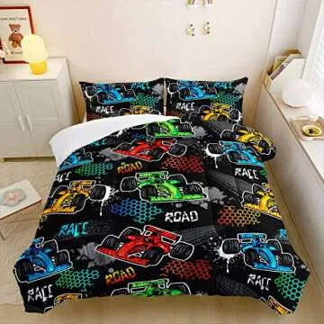 HOSIMA Racing Car Comforter - Fun Bedding for Kids
