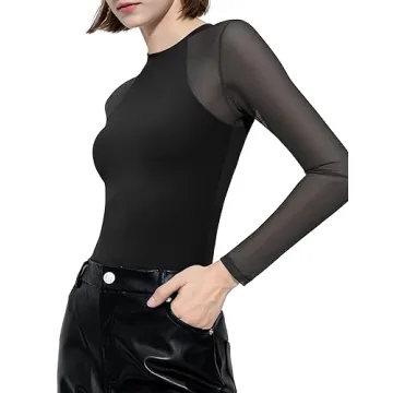 PUMIEY Long Sleeve Bodysuit for Women - Chic & Versatile