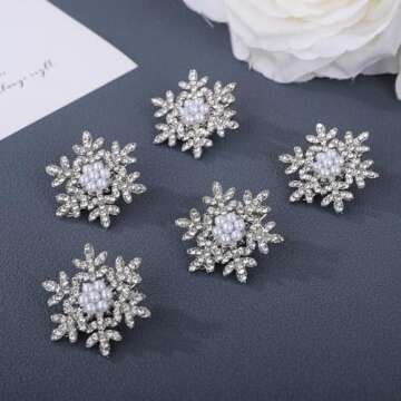 Sither Crystal Snowflake Barrette for Women Girls Silver Barrette Headpiece for Prom Halloween Party Hair Accessories Christmas Gift(5pcs)