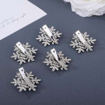 Sither Crystal Snowflake Barrette for Women Girls Silver Barrette Headpiece for Prom Halloween Party Hair Accessories Christmas Gift(5pcs)