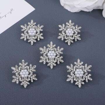 Sither Crystal Snowflake Barrette for Women Girls Silver Barrette Headpiece for Prom Halloween Party Hair Accessories Christmas Gift(5pcs)