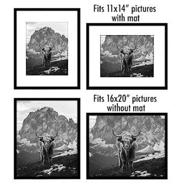 Americanflat 16x20 Picture Frame with Polished Plexiglass - Set of 5 - Use as 11x14 Frame with Mat or 16x20 Frame Without Mat - Galleria Collection - Gallery Wall Frame Set for Wall Display - Black