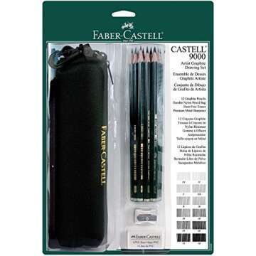 Faber-Castell 9000 Artist Graphite Drawing Set with Bag Set of 12