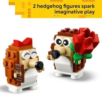 LEGO Hedgehog Picnic Date Building Toy - Animal Figures and Playset for Kids, Boys and Girls, Ages 8+ - Gift for Valentines Day for Her and Him - with 2 Hedgehog Toys and Accessories - 40711